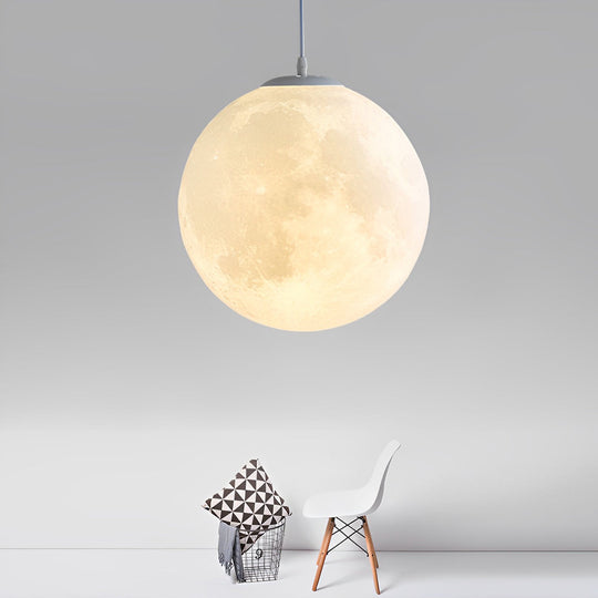Round Moon Lunar 3D Creativity White Pendant Lamp