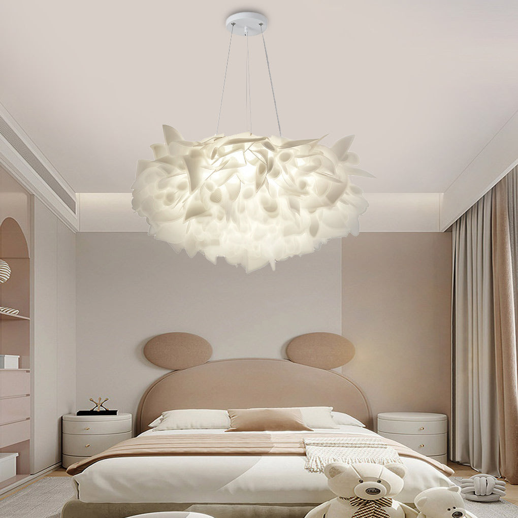 Flower Petals Three Step Dimming LED White Nordic Chandelier Light