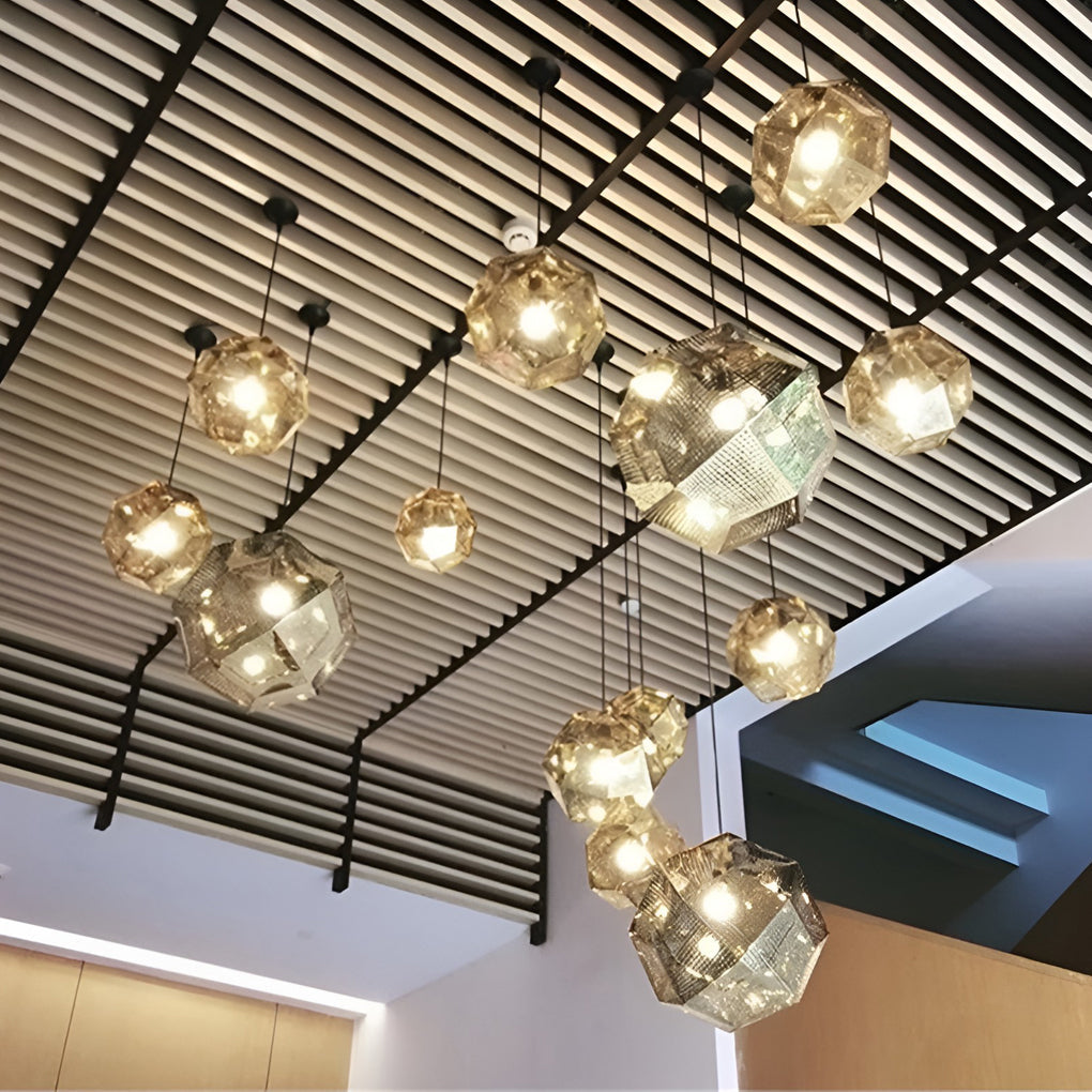 Geometric Round – Electroplated Metal Postmodern Pendant Light Chandelier