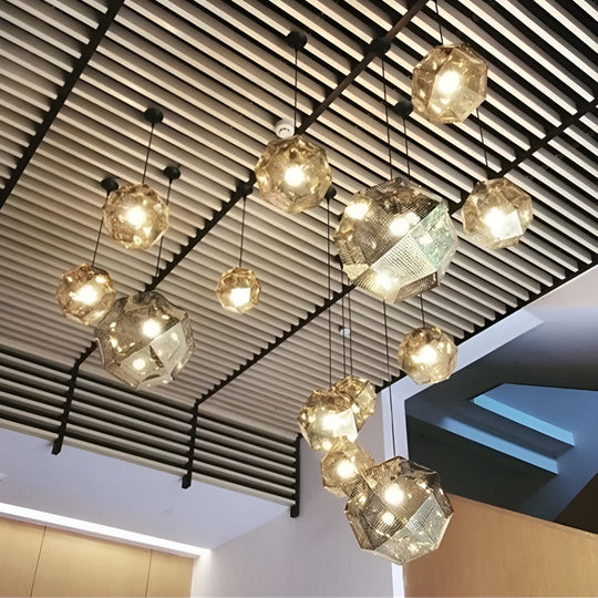 Geometric Round – Electroplated Metal Postmodern Pendant Light Chandelier