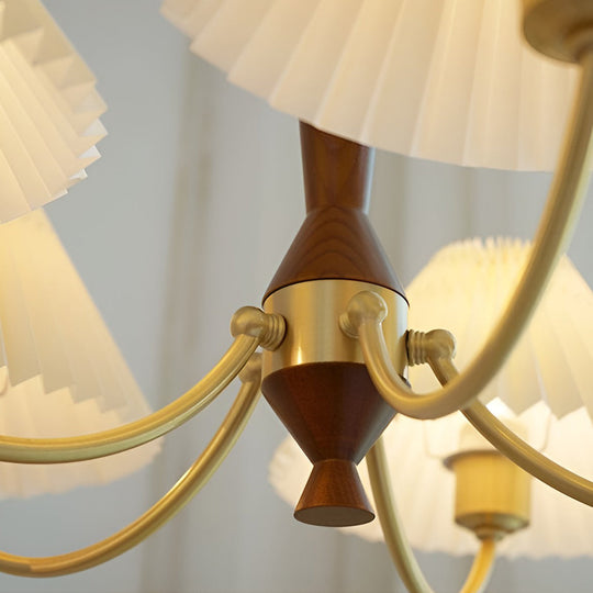 3 Lights Pleated Lampshade 12W LED Nordic Chandelier