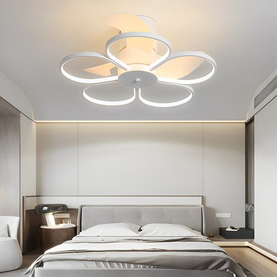 Modern Flower Shaped Bladeless Ceiling Fan with 70W LED and 3-Step Dimming