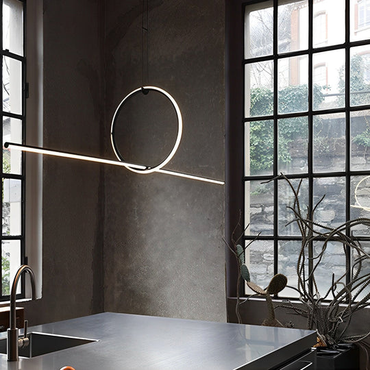 Long Linear Ring Three-Step Dimming Modern Minimalist LED Chandelier