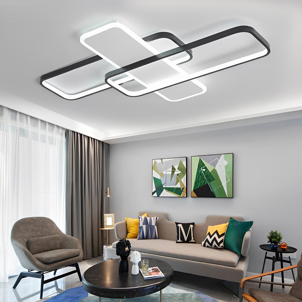 Square Overlapping Stepless Dimming LED Nordic Ceiling Light Chandelier