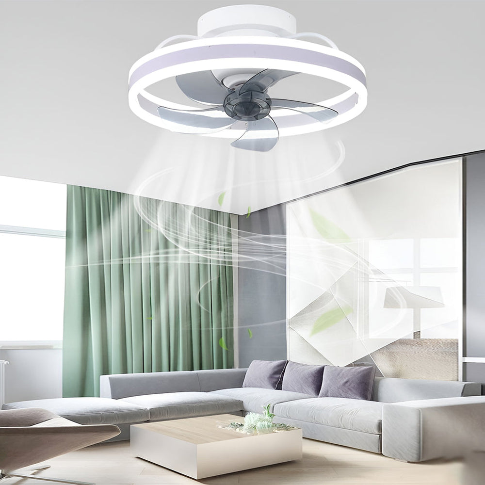 Round Stepless Dimming 360° Rotating LED Ceiling Fan Light