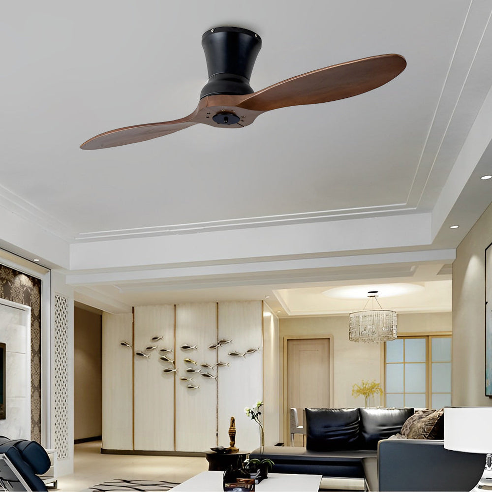 2-Blade Wooden LED Ceiling Fan Light with Remote Control