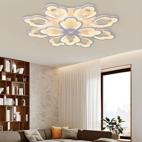 Flower Shaped Dimmable LED White Nordic Chandelier Light – Flush Mount Lighting