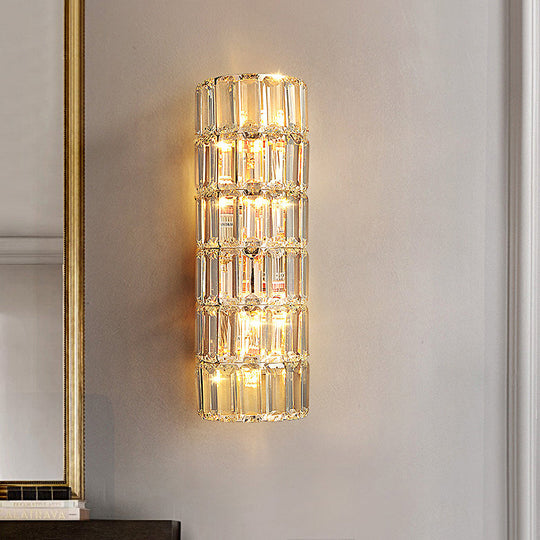 Round Rectangular Crystal Three Step Dimming Modern Wall Lamp