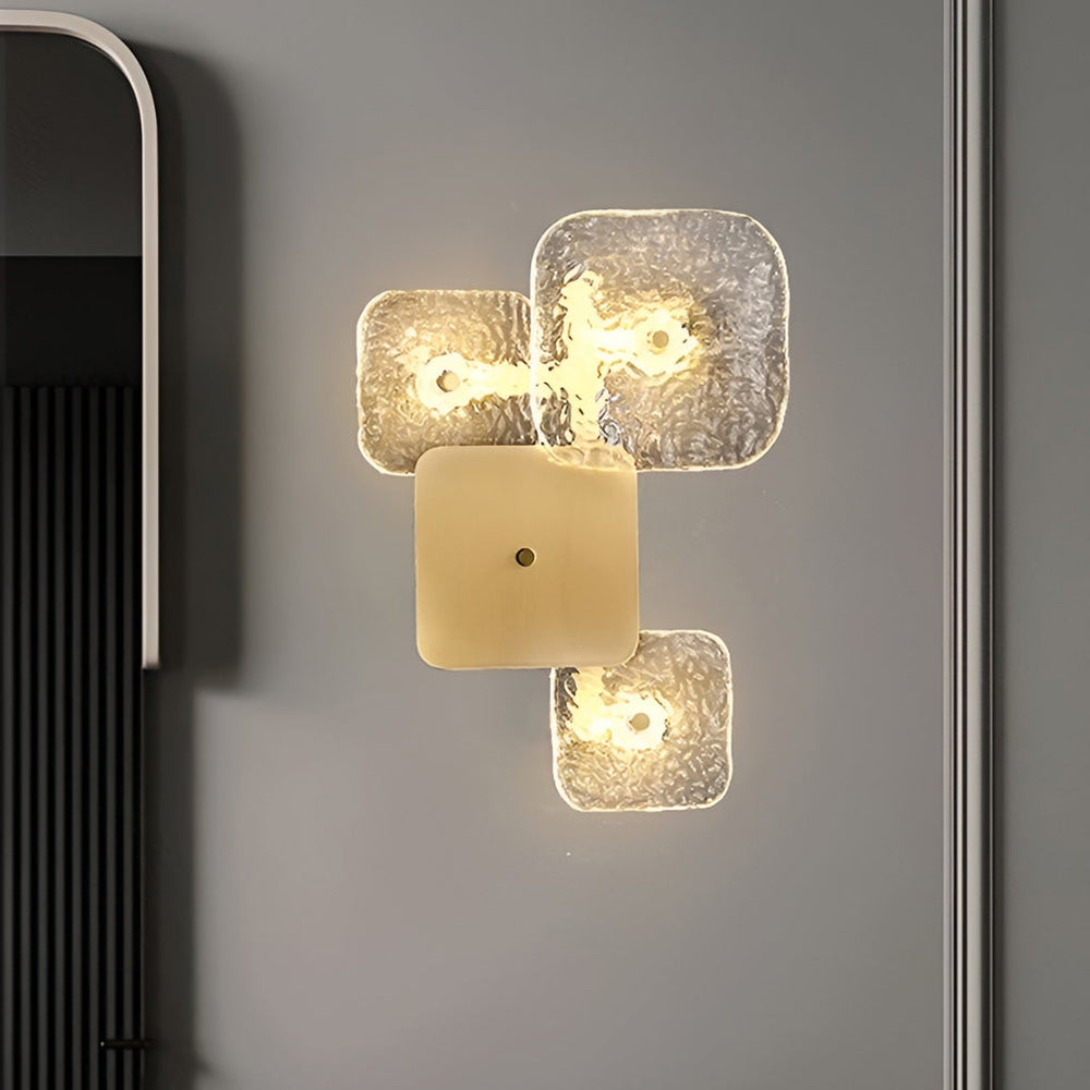 Creative Rounded Square Glass Copper LED Modern Wall Sconce