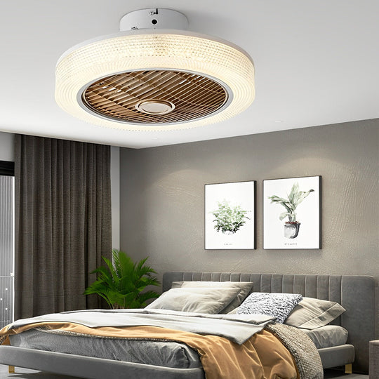 Bladeless Round Ceiling Fan with Dimmable LED and Warm Air for All Seasons