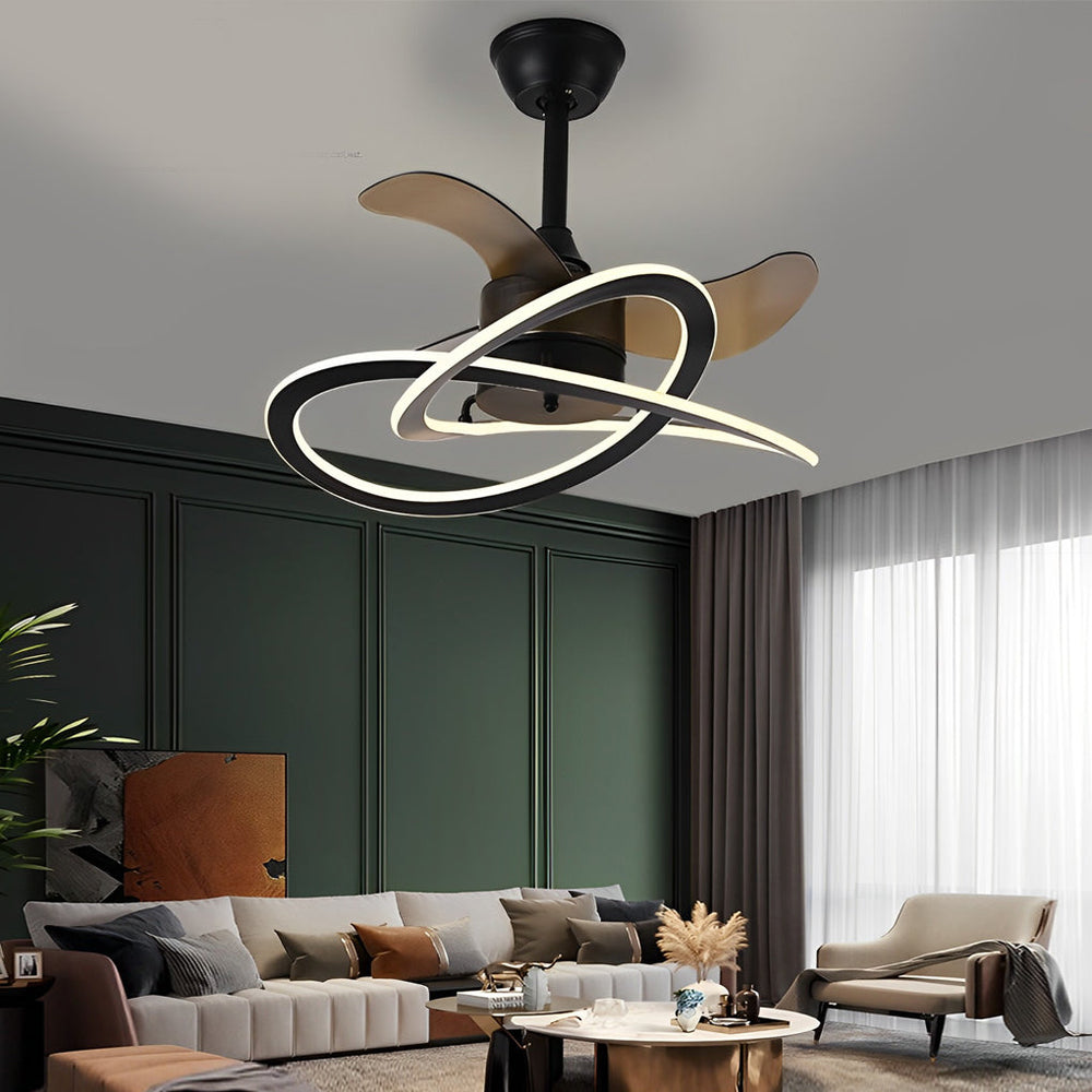 Waves Flower LED Bladeless Ceiling Fan Light with Timer