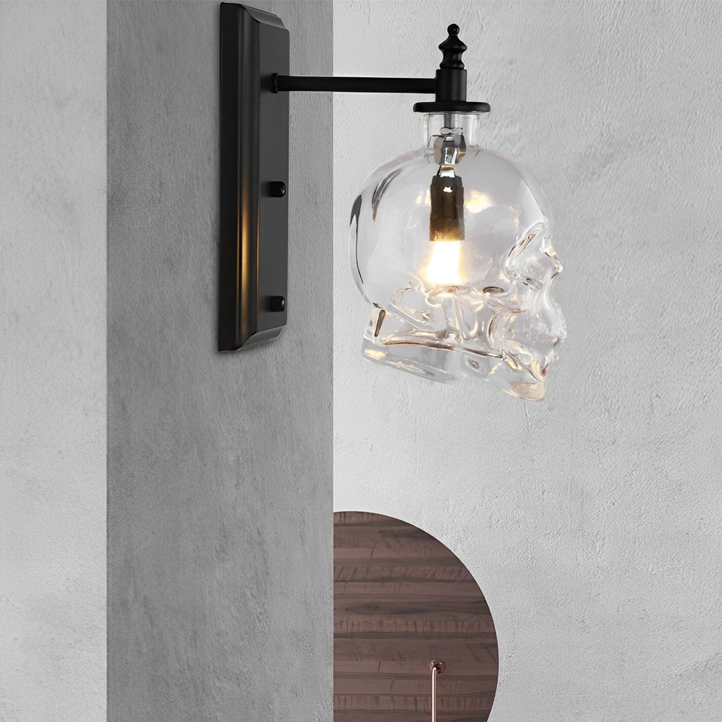 Retro Glass Skull Head LED Decorative Wall Lamp
