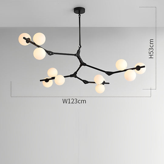 Nordic Style Modern Minimalist Cluster Metal Glass Chandelier – Black & Gold