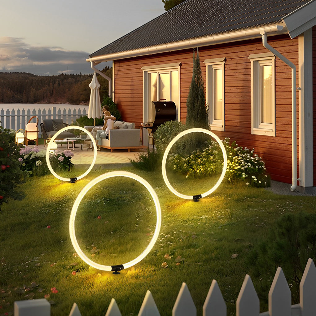 Sleek Ring LED Lawn Lamp Modern Waterproof Solar Landscape Lighting