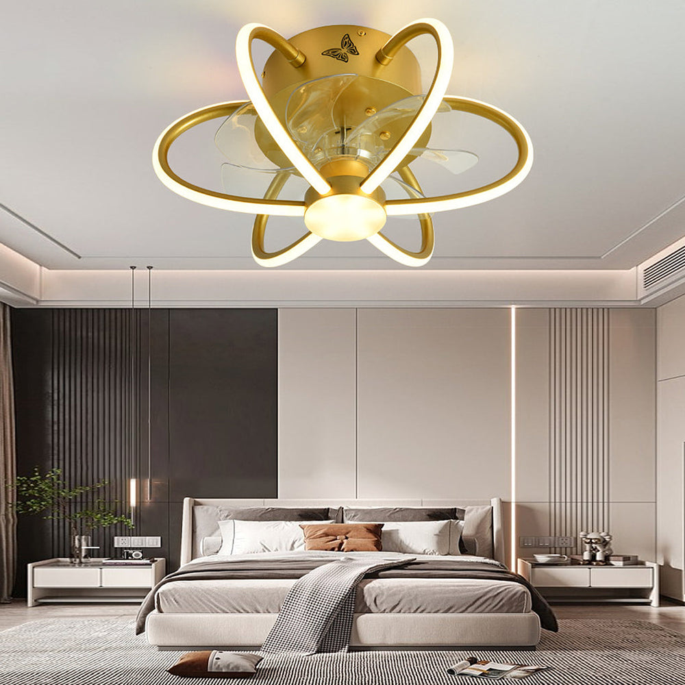 Flower Shaped Bladeless Ceiling Fan with Dimmable LED and Remote Control