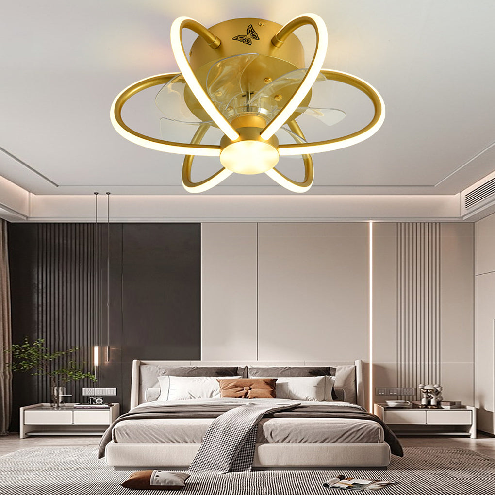 Flower Shaped Bladeless Ceiling Fan with Dimmable LED and Remote Control