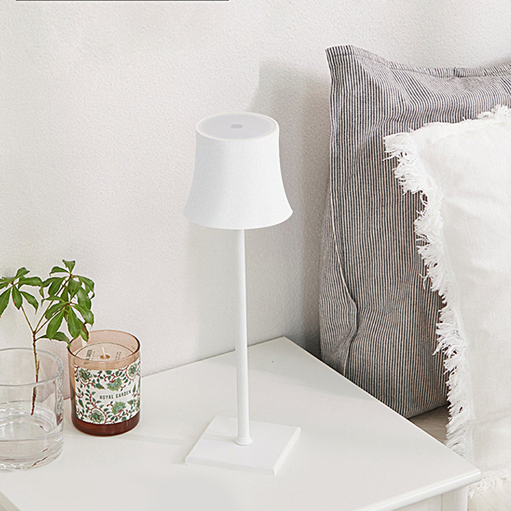 15 Inch Cordless Modern Cool Hue Metal Table Lamp (Black/White)