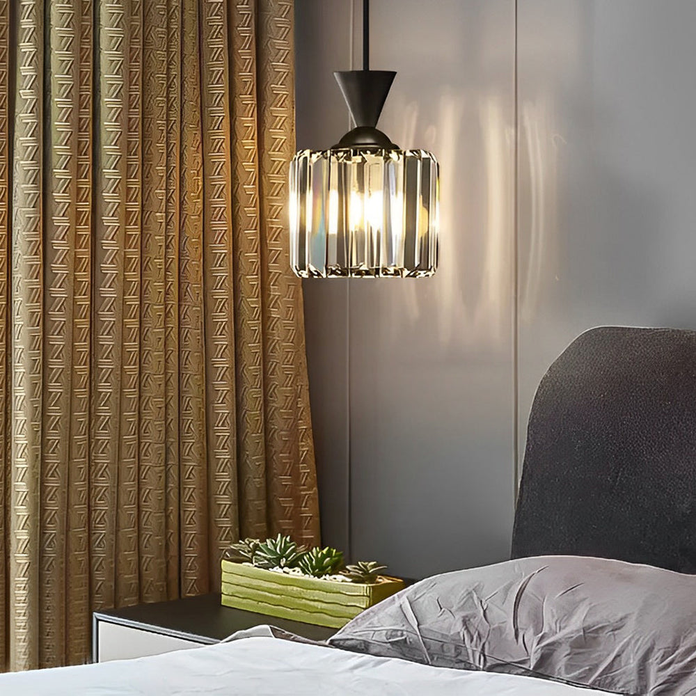 Round Square Metal Crystal Three Step Dimming Modern Pendant Light