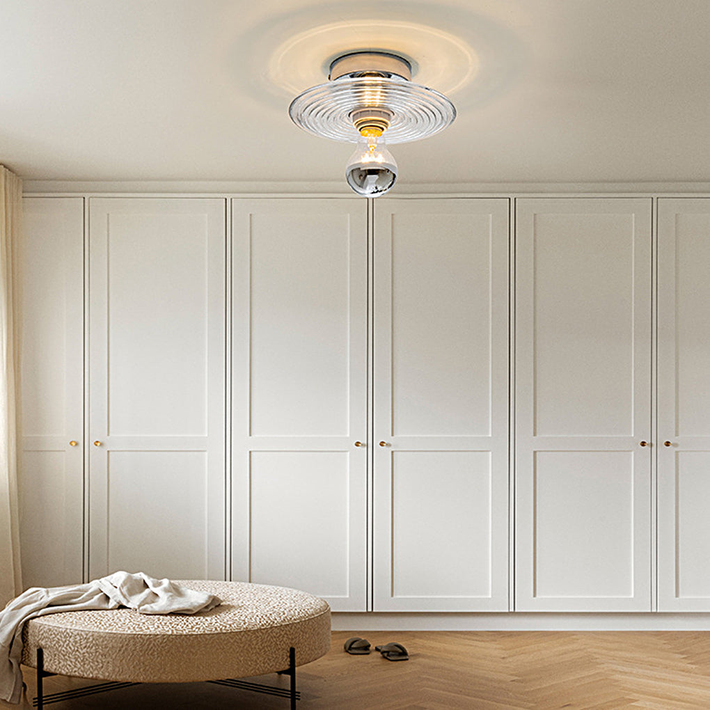 Round Stripes Glass Electroplated Modern Wall Lamp