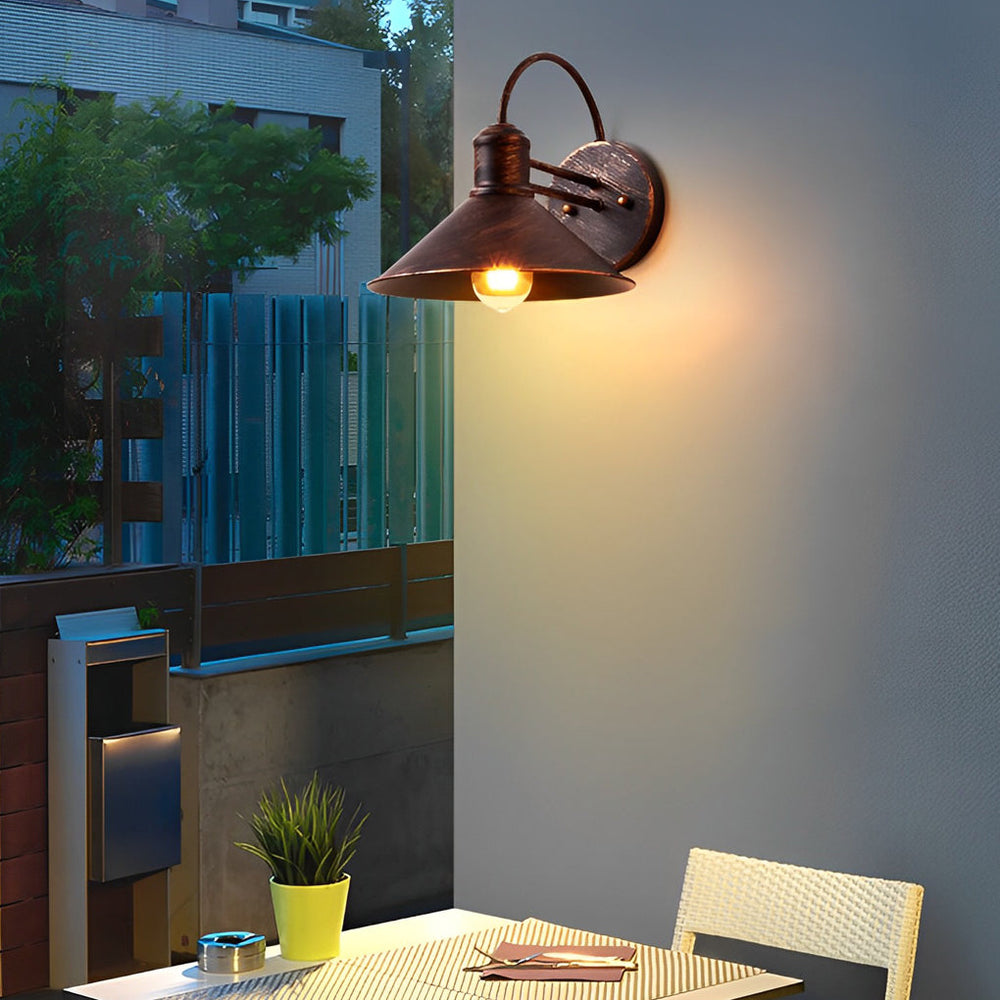 Retro Conical Iron Industrial Outdoor Wall Lamp