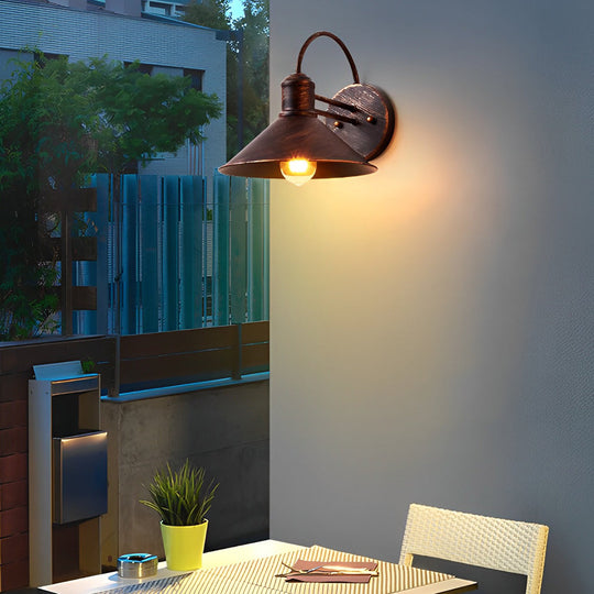 Retro Conical Iron Industrial Outdoor Wall Lamp