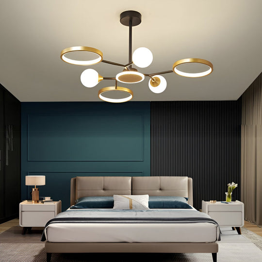 6 Lights Circles LED Modern Ceiling Light Chandelier Hanging Lamp