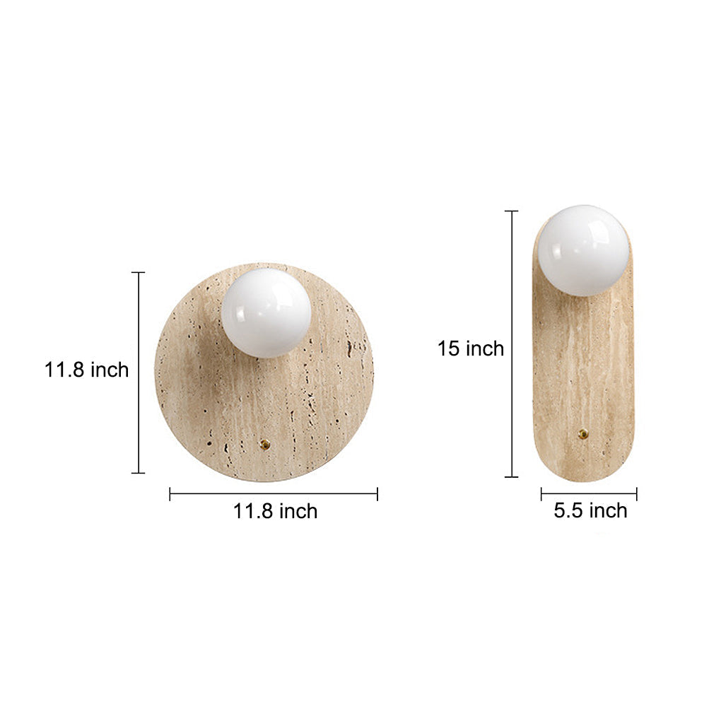 Round & Long Yellow Travertine LED Wabi-Sabi Wall Lamp
