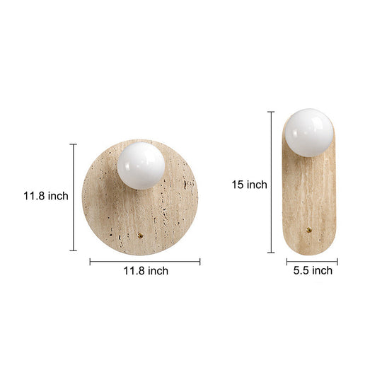Round & Long Yellow Travertine LED Wabi-Sabi Wall Lamp