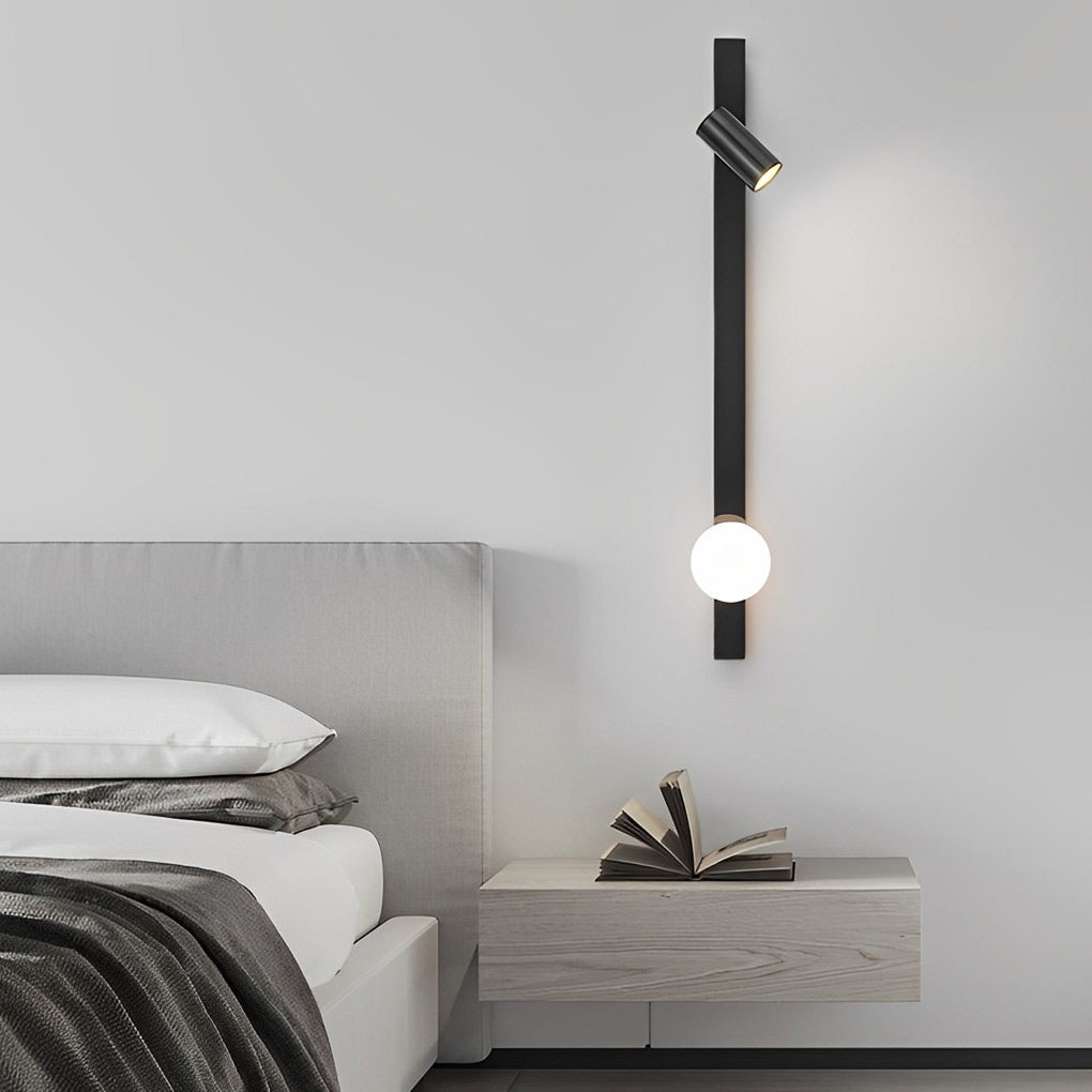 Black and Gold LED Linear Wall Lamp with Adjustable Spotlight