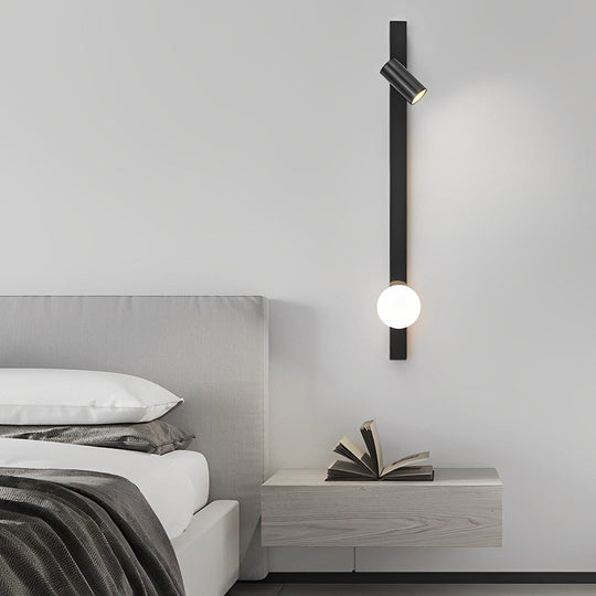 Black and Gold LED Linear Wall Lamp with Adjustable Spotlight