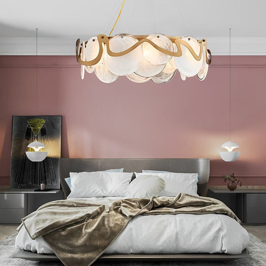 Round Glass Creative Art Iron LED Nordic Chandelier Pendant Light