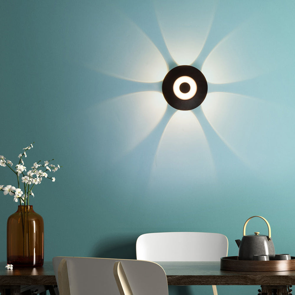 Round Waterproof LED Black Wall Washer Sconce Light