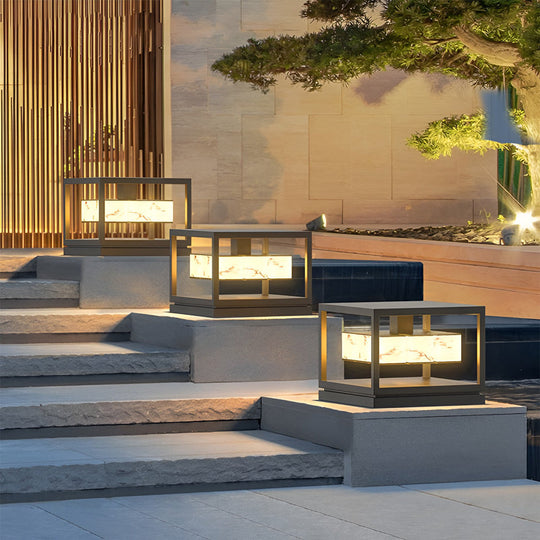 Square LED Waterproof Modern Solar Deck Post Light