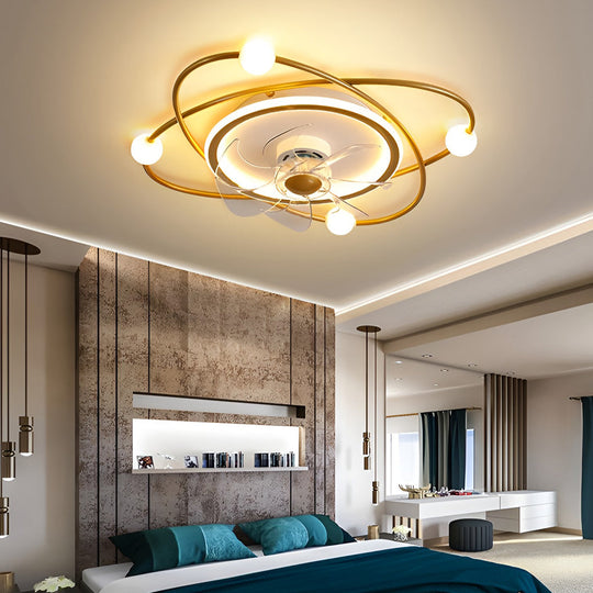 Creative Intelligent Stepless Dimming LED Nordic Ceiling Fan Light