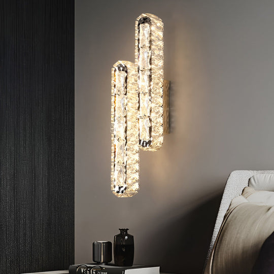 Double Strip Three Step Dimming LED Crystal Wall Lamp