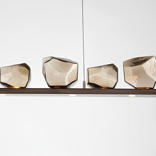 Irregular Cognac Glass Shade Modern LED Chandelier