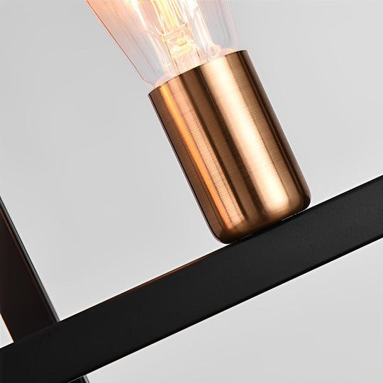 Rectangular Frame Design Black Iron Industrial Chandelier Pendant Light