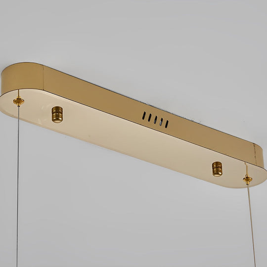 Gold Oval Stepless Dimming Crystal Chandelier Ceiling Light