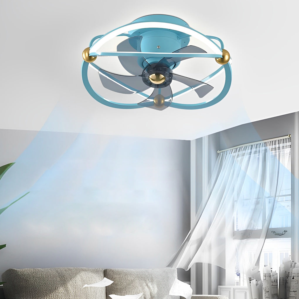 Smart Bladeless Ceiling Fan with Stepless Dimming LED and Remote Control