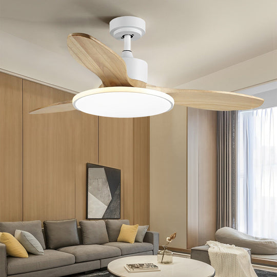 Wooden Nordic LED Ceiling Fan Light with Remote Control