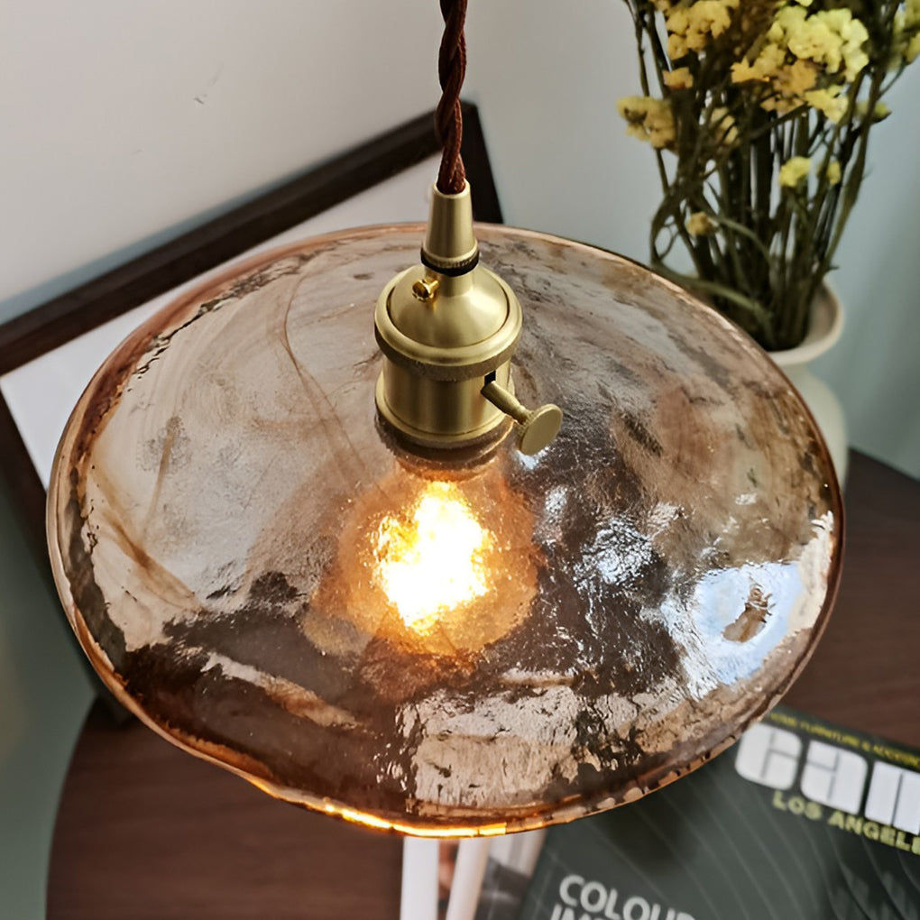 Circular Brown Glass LED 4W Retro Pendant Island Light