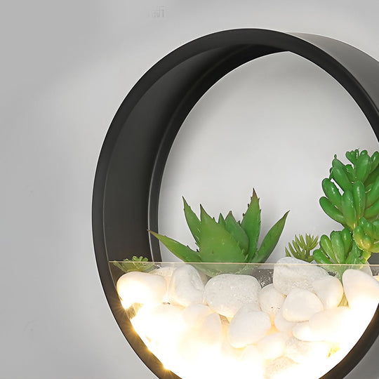 Round Small Artificial Plants Stones 18W LED Modern Outdoor Wall Light