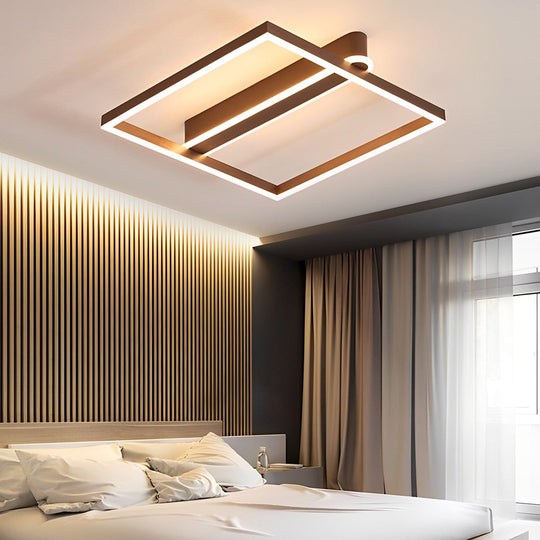 Square Double Frame Metal Aluminum Creative LED Nordic Ceiling Light Fixture