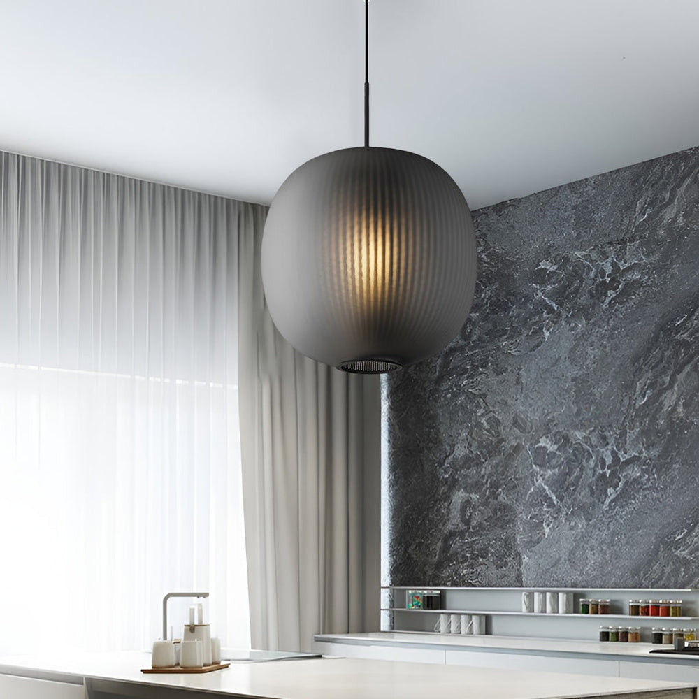 Round Lantern-Shaped Glass LED Modern Pendant Light