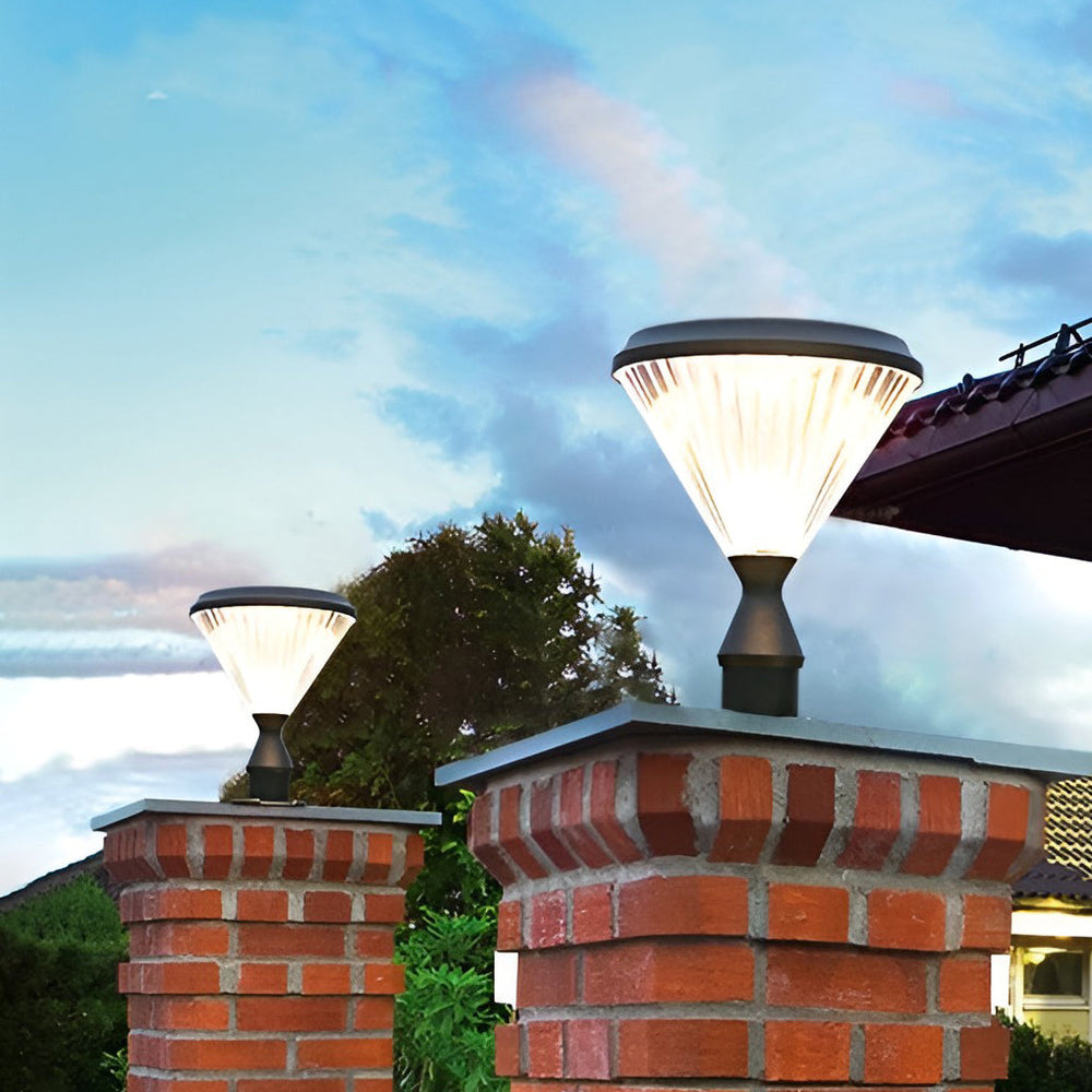 Round LED Solar Post Caps Lights – Modern Pillar Lighting