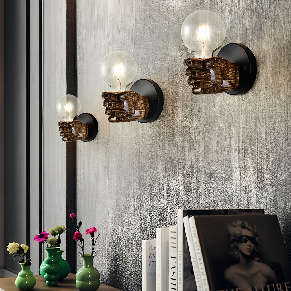 Resin Fist Retro Industrial Wall Lamp