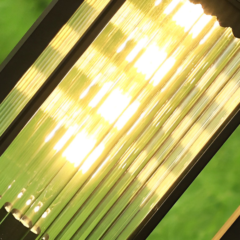 Square Black Solar LED Lawn Lights with Ribbed Glass