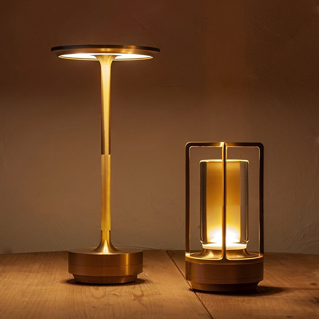 Plated Metal Slender UFO Alien Cordless Table Lamp