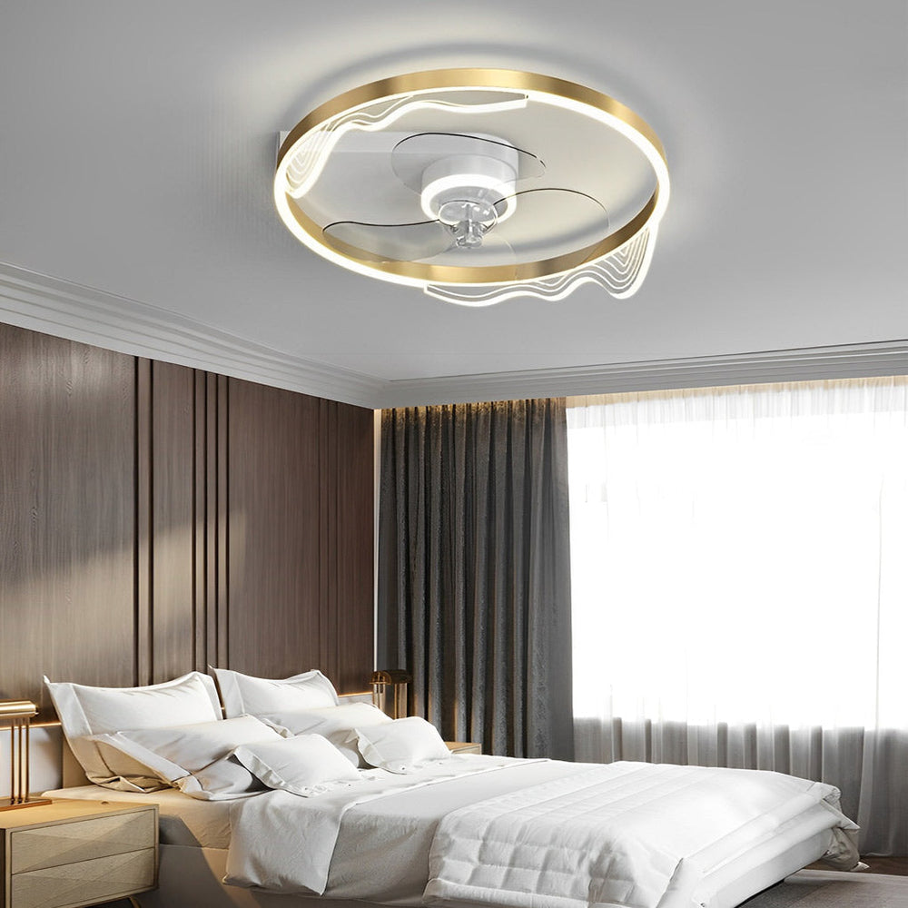 Round Modern Bladeless LED Ceiling Fan Lamp with Remote Control