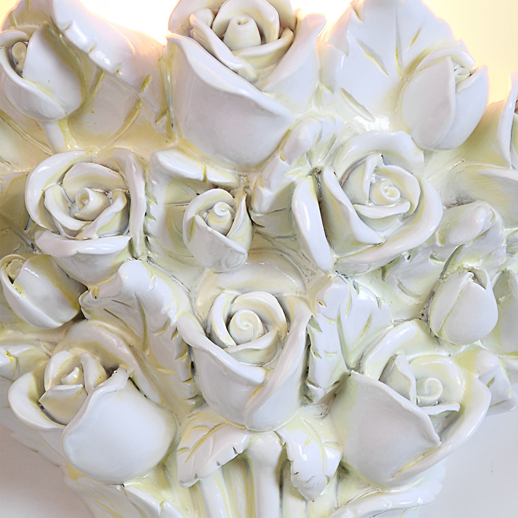 Retro Resin Roses Bouquet Glass European Wall Lamp